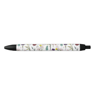 Caneta Preta Vibrante Flor Silvestre 