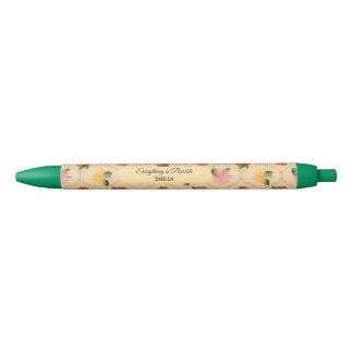 Caneta Preta Vintage floral watercolour diamond ballpoint pen