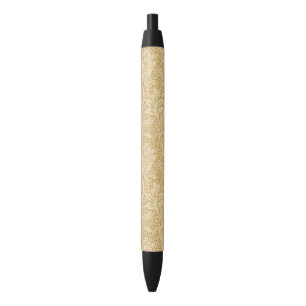Caneta Preta Vintage William Morris Arcadia Gold Sem Costura