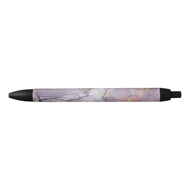 Caneta Preta Violeta e Dourado Marble (Frente)