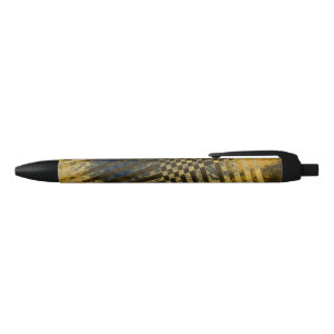 Caneta Preta Weave Dourada