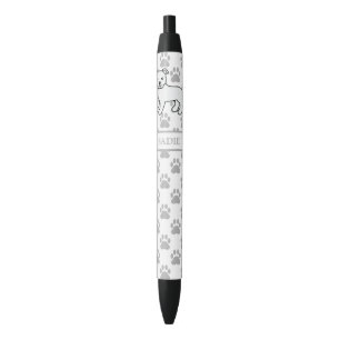 Caneta Preta White English Staffie - Nome e desenho animado bra