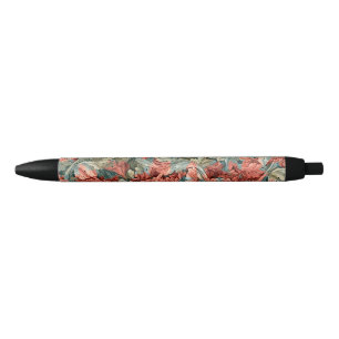 Caneta Preta William Morris Acanto Ferrugem Vermelho Sage Verde