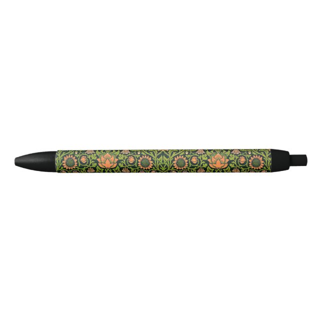 Caneta Preta William Morris - Columbine, verde escuro, Case-Mat (Frente)