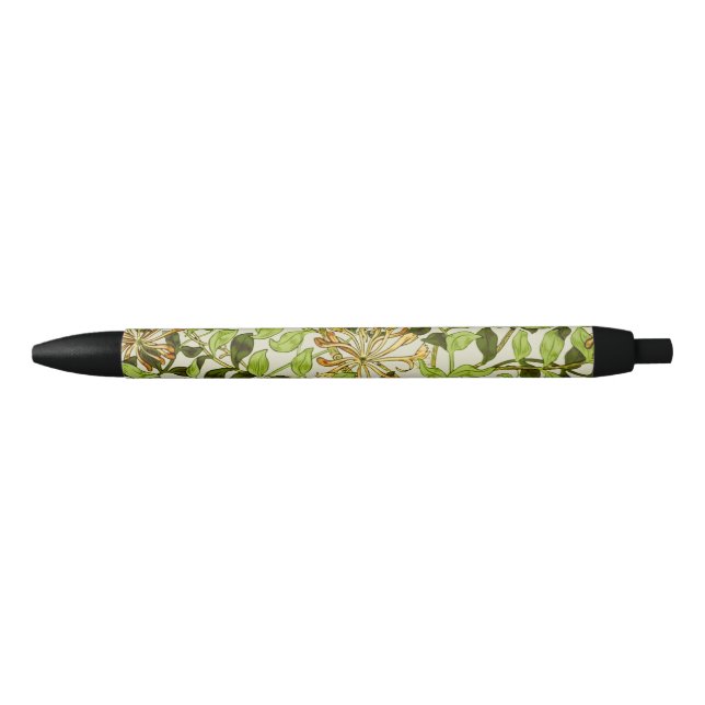 Caneta Preta William Morris Madressilva Flores Verdes (Frente)