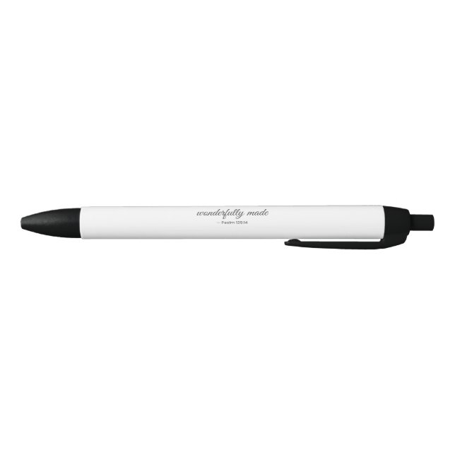 Caneta Preta Wonderfully Made Christian Pen Psalm 139:14 White (Parte Inferior)