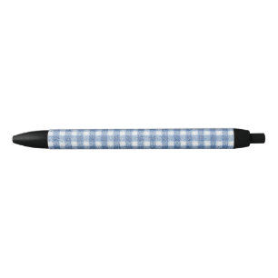 Caneta Preta Xadrez Azul e Branco Clássico