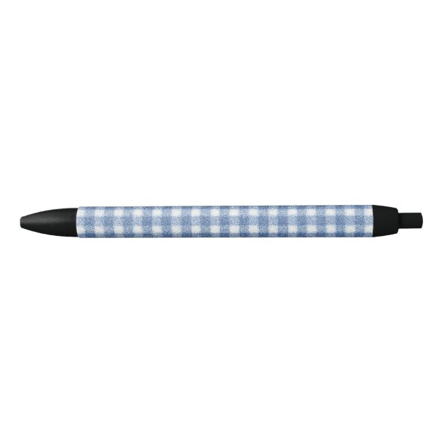 Caneta Preta Xadrez Azul e Branco Clássico (Frente)
