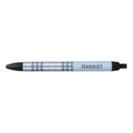 Caneta Preta Xadrez Azul Highland Nome Personalizado 