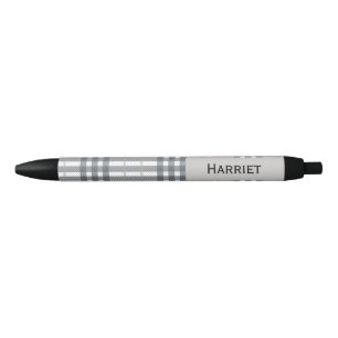 Caneta Preta Xadrez Bege Highland com Nome Personalizado 