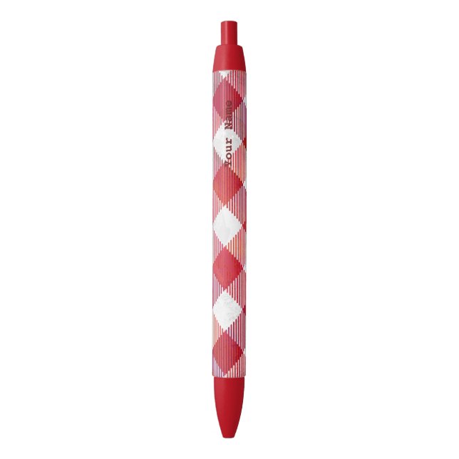 Caneta Preta Xadrez Buffalo Vermelho e Branco (Frente Vertical)