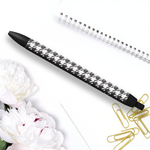 Caneta Preta Xadrez Preto e Branco Moderno Personalizado