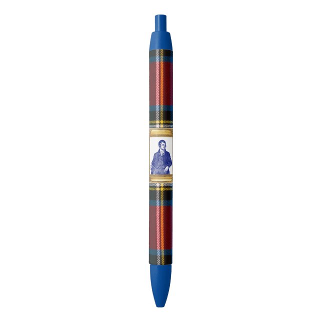 Caneta Preta Xadrez Real Stewart Azul Real Roberto Burns (Frente Vertical)