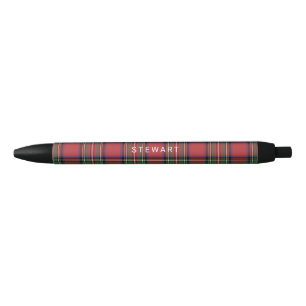 Caneta Preta Xadrez Rustic Red e Green Stewart Tartan