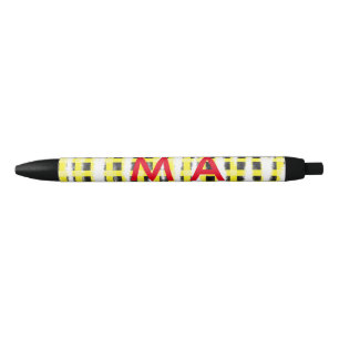 Caneta Preta Yellow Black checkboard add name monograma name le
