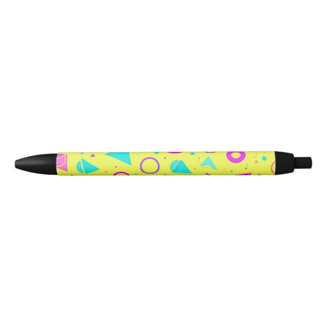 Caneta Preta Yellow Neon Memphis Geometric 80s Design (Frente)