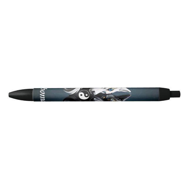 Caneta Preta Yin Yang Wolves. (Frente)