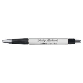 Caneta Preto Branco Simples Monograma Nome Título Elegant
