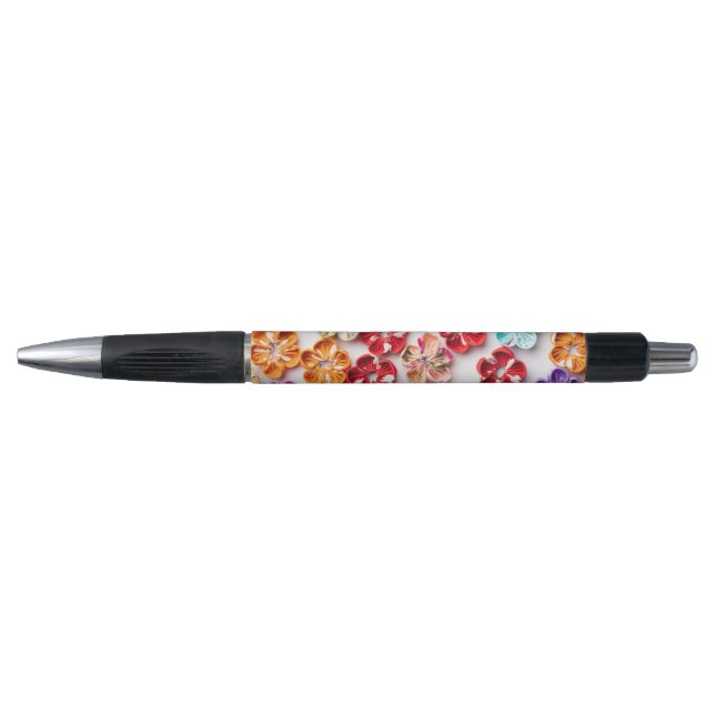 Caneta Primavera tecido com costura manual Flores multico (Frente)