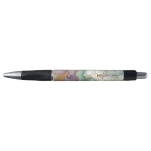 Caneta Púrpura Mauve rosa verde-Dourado Padrão de Arte Ma