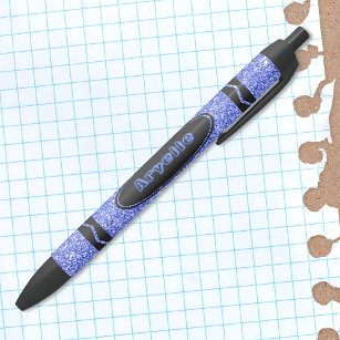 Caneta Push de Nome Personalizado de Crayon Azul V