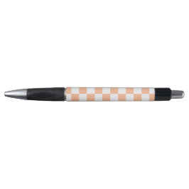 Caneta Quadrados xadrez laranja pêssego branco geométrico