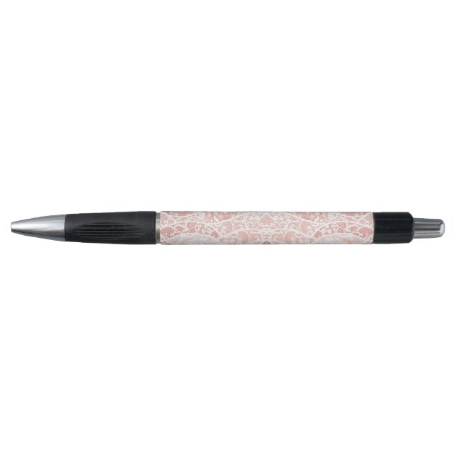 Caneta Redes Florais de rendas brancas Faux - Elegante ro (Frente)
