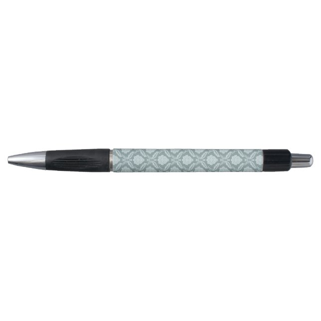Caneta Rococo Damask Pattern Duck Egg Blue+Teal (Frente)