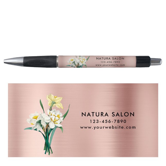 Caneta Rosa do Promocional de negócios do Daffodil Salon  (Daffodil Salon Business Promotional Rose Gold Pen)