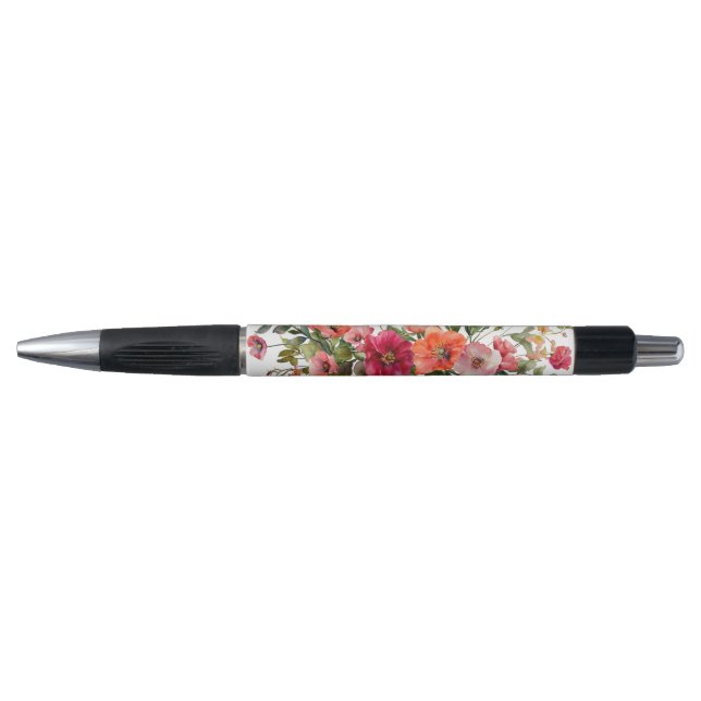 Caneta rosa e flor vermelha (Frente)