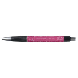 Caneta Rosa Pavão Floral Simples Personalizado