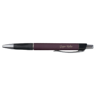 Caneta Roteiro Dourado Aparência de Couro Burgundy