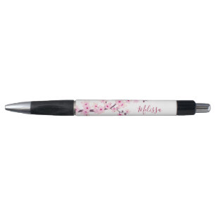 Caneta Sakura Rosa Branco Monograma