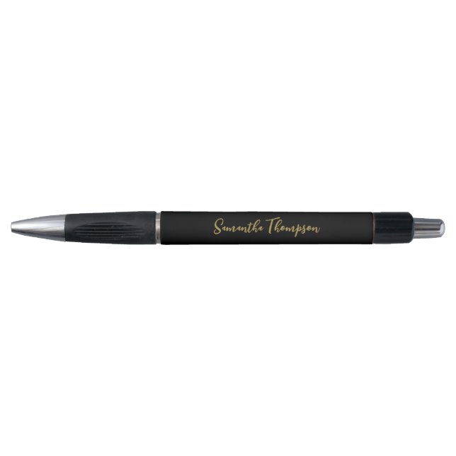 Caneta Script de Assinatura Personalizado Preto e Dourado (Frente)