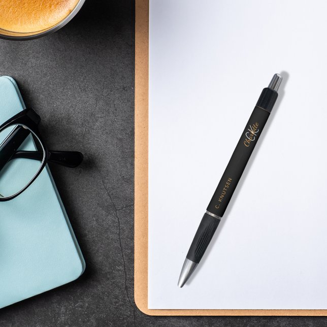 Caneta Script de nome do monograma personalizado ouro pre (Criador carregado)