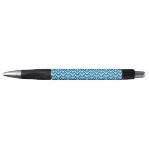 Caneta Seigaiha, Ondas, Japonês, Azul e Branco