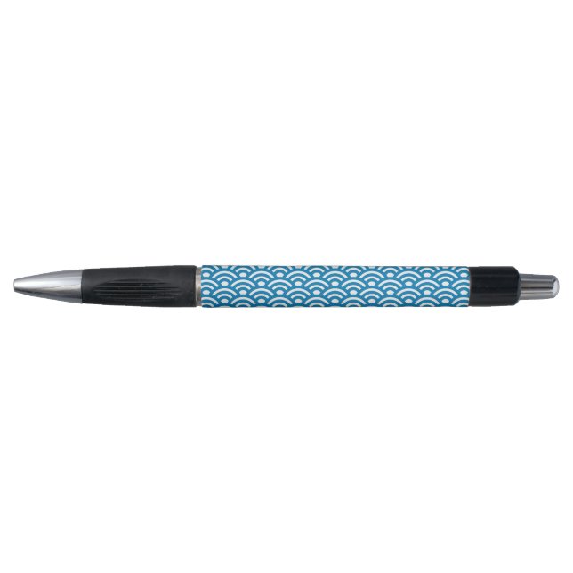 Caneta Seigaiha, Ondas, Japonês, Azul e Branco (Frente)