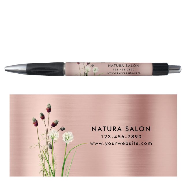 Caneta Selvagens Salon Business Promocional (Wildflowers Salon Business Promotional Rose Gold Pen)