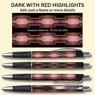 Caneta Seu Nome & Detalhes Opcionais em Preto e Vermelho