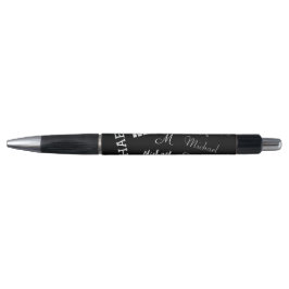 Caneta Seu nome e monograma padrão personalizado preto