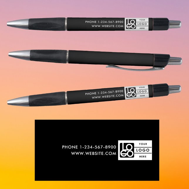 Caneta Simple Business Logo Custom Text Black White (Simple Business Logo Custom Text Black White Pen)