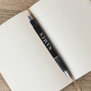 Caneta Simples Preto Personalizado Adicione Seu Nome Eleg