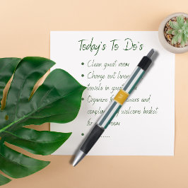 Caneta Teal Blues Elegante Monograma B e B com distribuiç