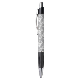 Caneta Teste padrão branco do laço no fundo cinzento