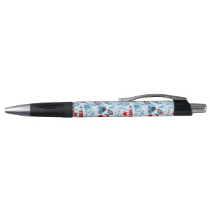Caneta Teste padrão branco e azul vermelho náutico