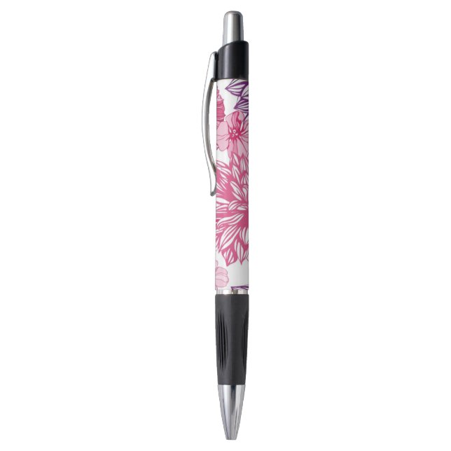 Caneta Teste padrão com ásteres e a dália cor-de-rosa (Topo (Vertical))