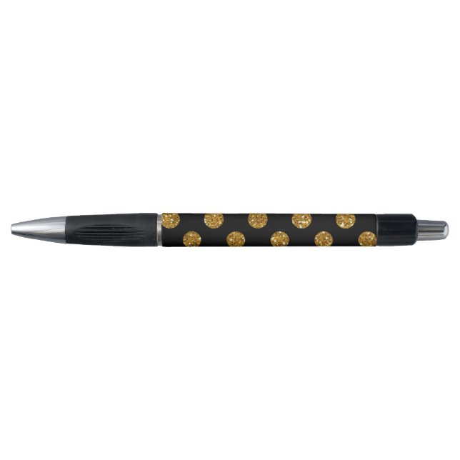 Caneta Teste padrão de bolinhas Dourado do brilho do (Frente)