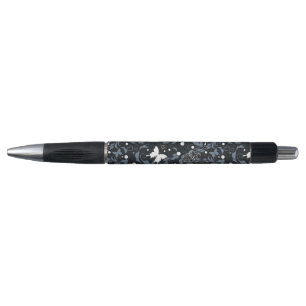 Caneta Teste padrão de borboleta preto & branco