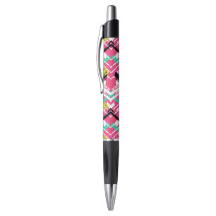 Caneta Teste padrão de ziguezague cor-de-rosa tirado mã