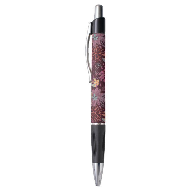 Caneta Teste padrão floral abstrato com pássaros (Topo (Vertical))
